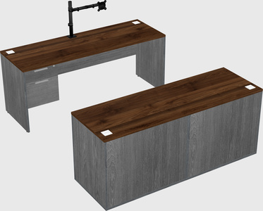 Parallel desk with credenza