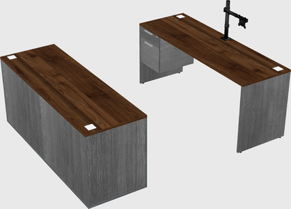 Parallel desk with credenza