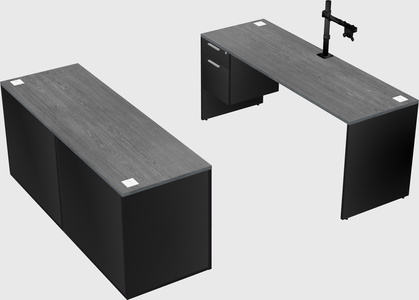 Parallel desk with credenza