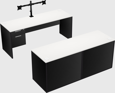 Parallel desk with credenza