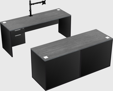 Parallel desk with credenza