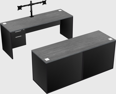 Parallel desk with credenza
