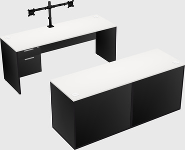 Parallel desk with credenza