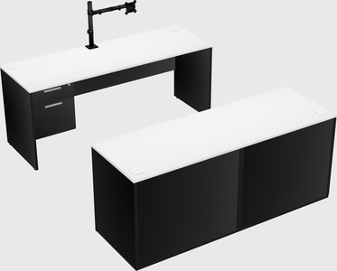 Parallel desk with credenza