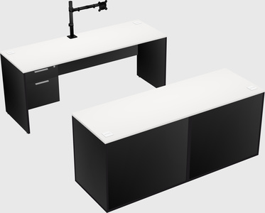 Parallel desk with credenza