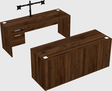Parallel desk with credenza
