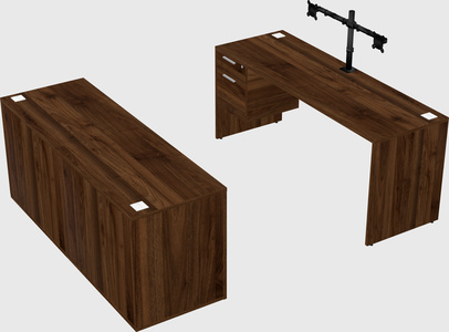 Parallel desk with credenza