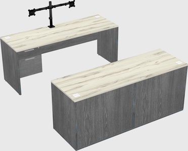 Parallel desk with credenza