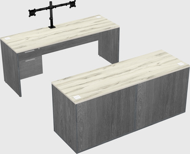 Parallel desk with credenza