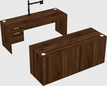 Parallel desk with credenza