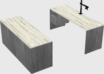 Parallel desk with credenza