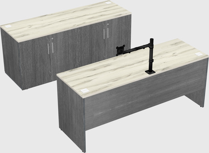 Parallel desk with credenza