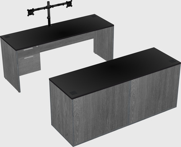 Parallel desk with credenza