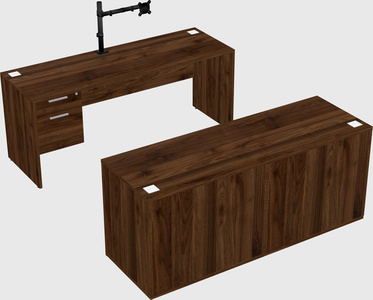 Parallel desk with credenza