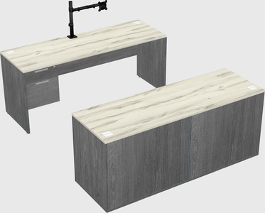 Parallel desk with credenza