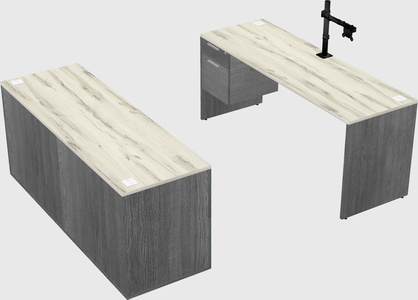 Parallel desk with credenza