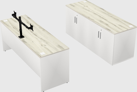 Parallel desk with credenza