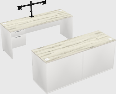 Parallel desk with credenza