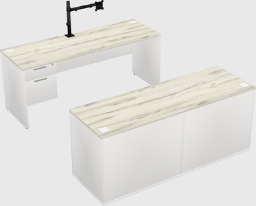 Parallel desk with credenza