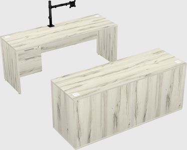 Parallel desk with credenza