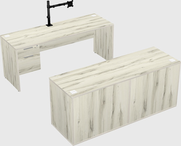 Parallel desk with credenza