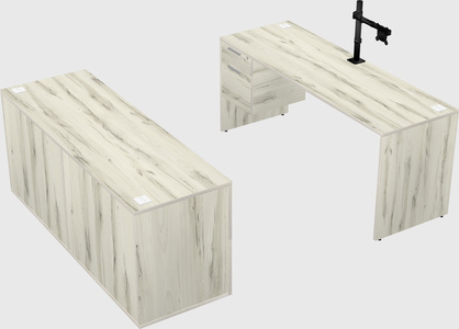 Parallel desk with credenza