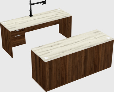 Parallel desk with credenza
