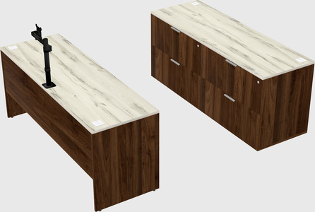 Parallel desk with credenza