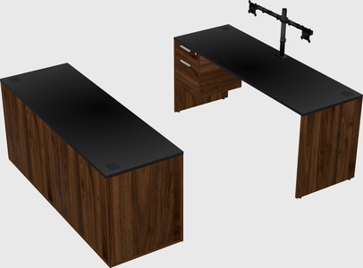 Parallel desk with credenza