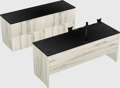 Parallel desk with credenza