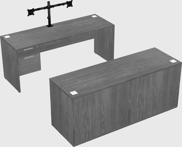 Parallel desk with credenza