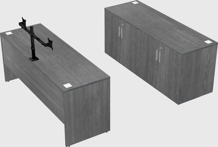 Parallel desk with credenza