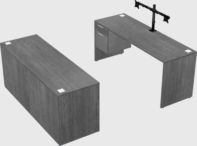 Parallel desk with credenza