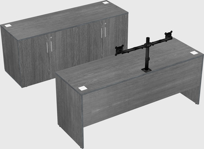 Parallel desk with credenza