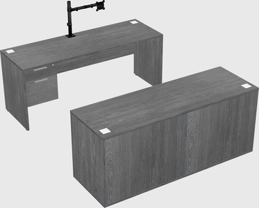 Parallel desk with credenza