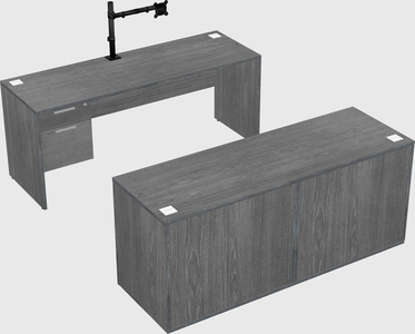 Parallel desk with credenza