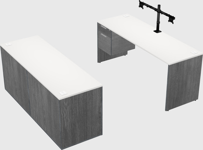 Parallel desk with credenza