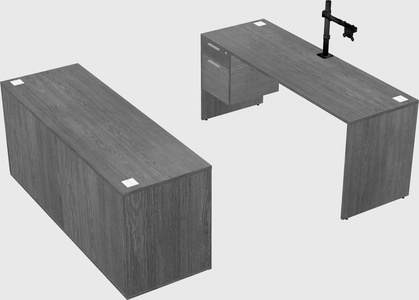 Parallel desk with credenza