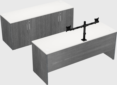Parallel desk with credenza