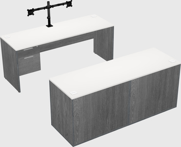 Parallel desk with credenza