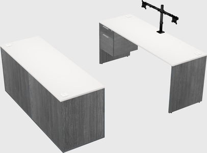 Parallel desk with credenza