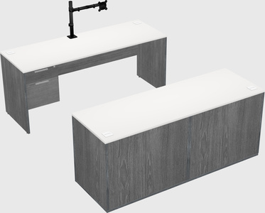 Parallel desk with credenza