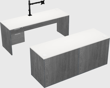 Parallel desk with credenza