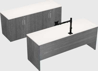 Parallel desk with credenza