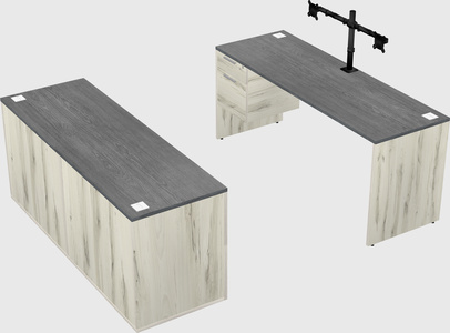 Parallel desk with credenza