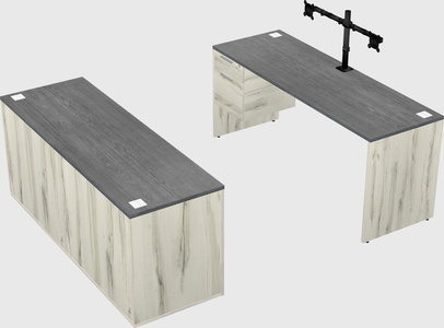 Parallel desk with credenza