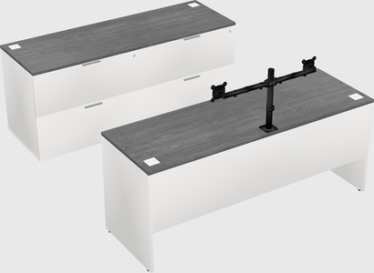 Parallel desk with credenza