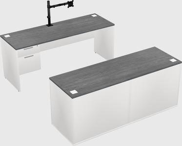 Parallel desk with credenza