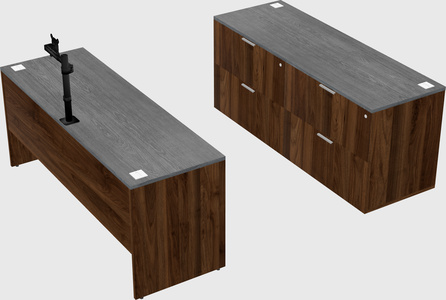 Parallel desk with credenza