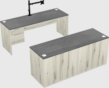 Parallel desk with credenza